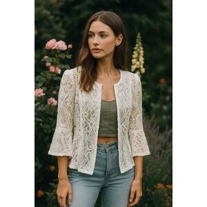 INC Embroidered Lace Top Jacket Md Overlay Whimsical Boho Chic Garden Wedding